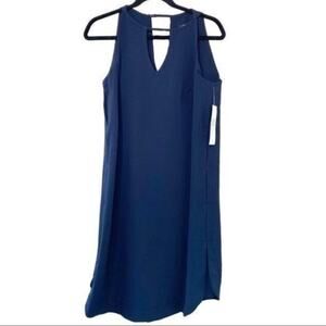 Sharagano NWT Deep Navy High Neck Stretch Dress 8